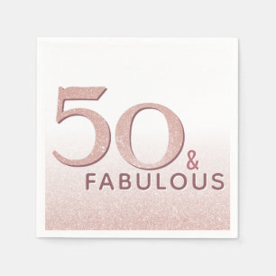 Serviette En Papier 50 et fabuleux texte élegant Rose d'anniversaire 