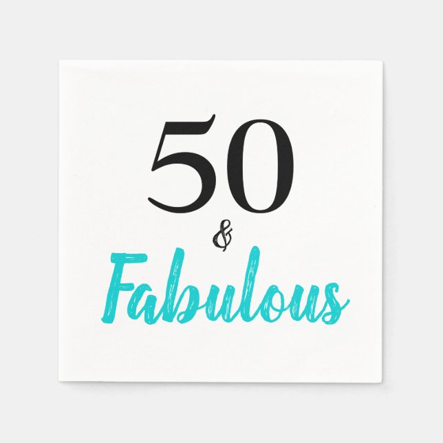 Serviette En Papier 50 et Fabuleux Turquoise fête d'anniversaire (Devant)