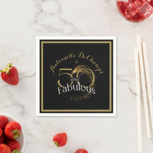 Serviette En Papier 50 et Fabulous Black Gold 50e fête d'anniversaire
