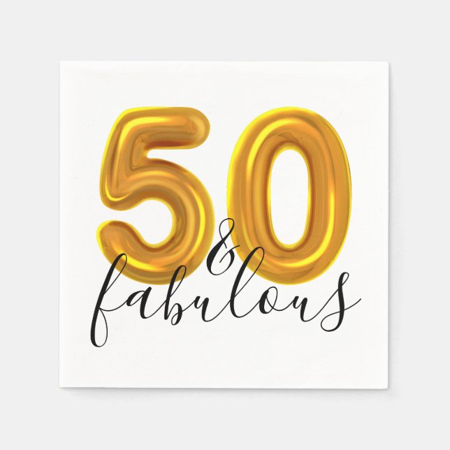 Serviette En Papier 50 et Fabulous Gold Birthday Party (Devant)