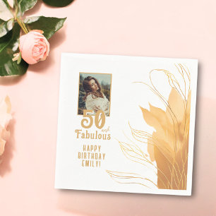 Serviette En Papier 50 et Fabulous Gold Foliage 50e Anniversaire Photo