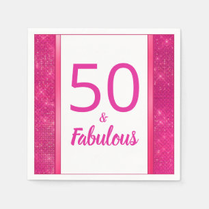 Serviette En Papier 50 et Fabulous Hot Pink Glam 50e fête d'anniversai