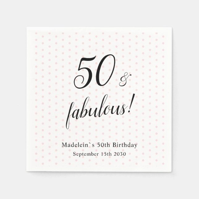 Serviette En Papier 50 et Fabulous Rose Black 50e anniversaire (Devant)