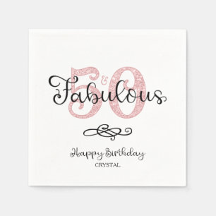 Serviette En Papier 50 ET FABULOUS Script Rose Parties scintillant or