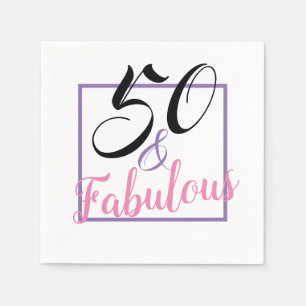 Serviette En Papier 50 et serviettes pourpres roses de cinquantième