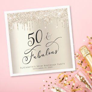 Serviette En Papier 50 Fabuleuse Parties scintillant Champagne Gold Pe