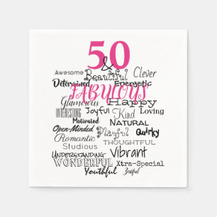 Serviette En Papier 50 & Fabuleux Anniversaire A à Z Typographie Fun R