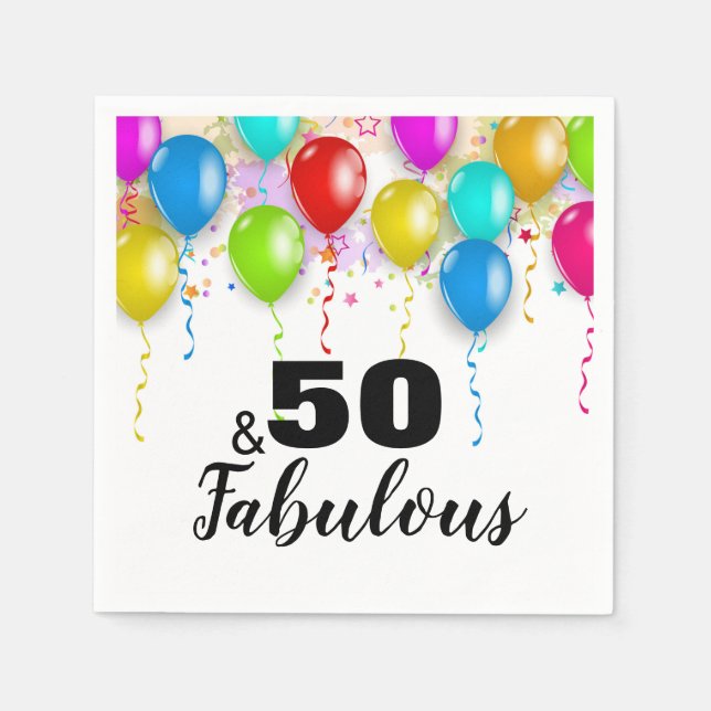 Serviette En Papier 50 & Fabuleux Anniversaire Célébration Cocktail Na (Devant)