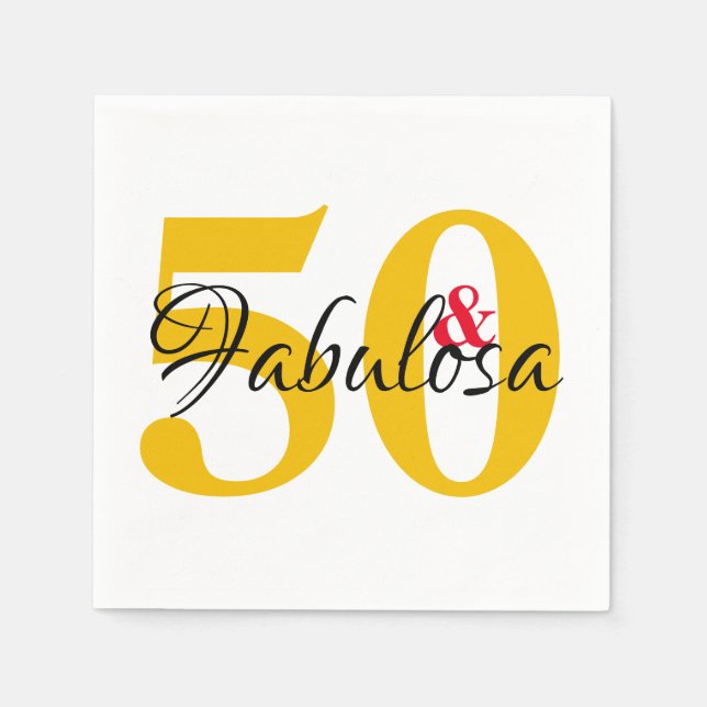 Serviette En Papier 50 & Fabuleux Anniversaire espagnol (Devant)