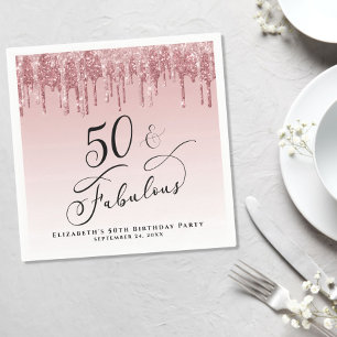 Serviette En Papier 50 Fabuleux Rose Parties scintillant Gold rose fê