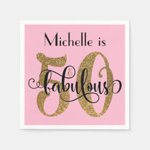 Serviette En Papier 50 & Fabulous Gold Parties scintillant Anniversair