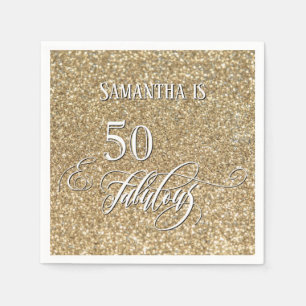 Serviette En Papier 50 & Fabulux Calligraphie sur Paillettes d'Or