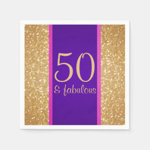 Serviette En Papier 50 pourpres et scintillants et cinquantième