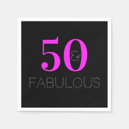 Serviette En Papier 50e anniversaire 50 fabuleux Neon Pink Black Party
