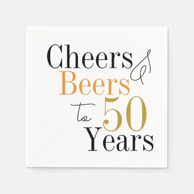 Serviette En Papier 50e Anniversaire Bières et encouragements Mini Fêt (Devant)