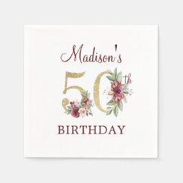 Serviette En Papier 50e Anniversaire Bourgogne Or personnalisé