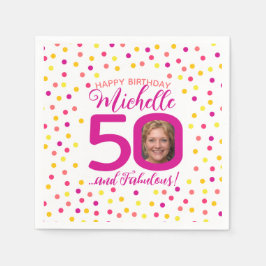 Serviette En Papier 50e anniversaire coloré couleur jaune confetti pho