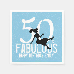 Serviette En Papier 50e anniversaire Cute Blue Party Silhouette Martin