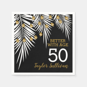 Serviette En Papier 50e anniversaire de Black and Gold