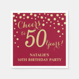 Serviette En Papier 50e Anniversaire de Bourgogne Diamant rouge et or