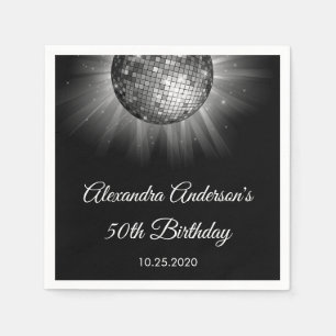 Serviette En Papier 50e anniversaire de fête Silver Disco Ball