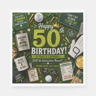 Serviette En Papier 50e anniversaire de golf pour golfeur humouristiqu