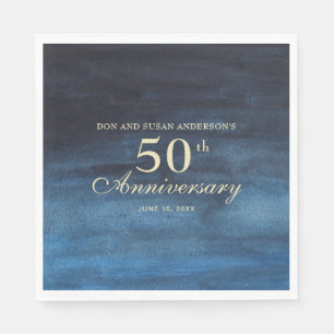 Serviette En Papier 50e anniversaire de Mariage bleu de la Marine