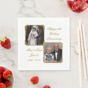 Serviette En Papier 50e anniversaire de Mariage d'or Photo