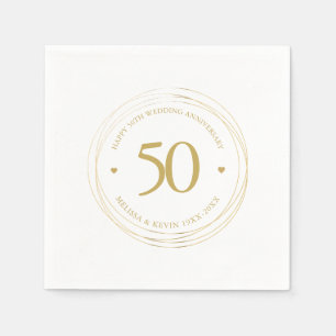 Serviette En Papier 50e anniversaire de Mariage Gold Circle Frame