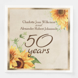 Serviette En Papier 50e anniversaire de mariage Tournesols