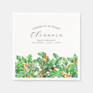Serviette En Papier 50e anniversaire Décembre Fleur de naissance Holly