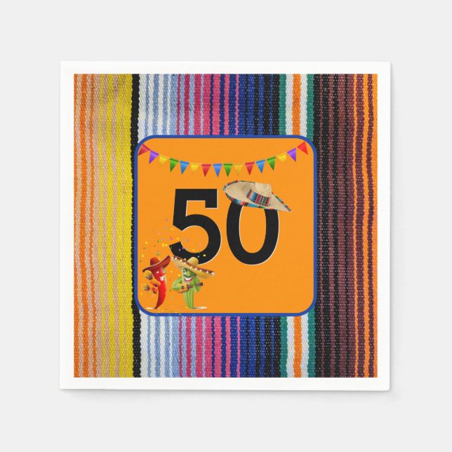 Serviette En Papier 50e anniversaire Design mexicain (Devant)