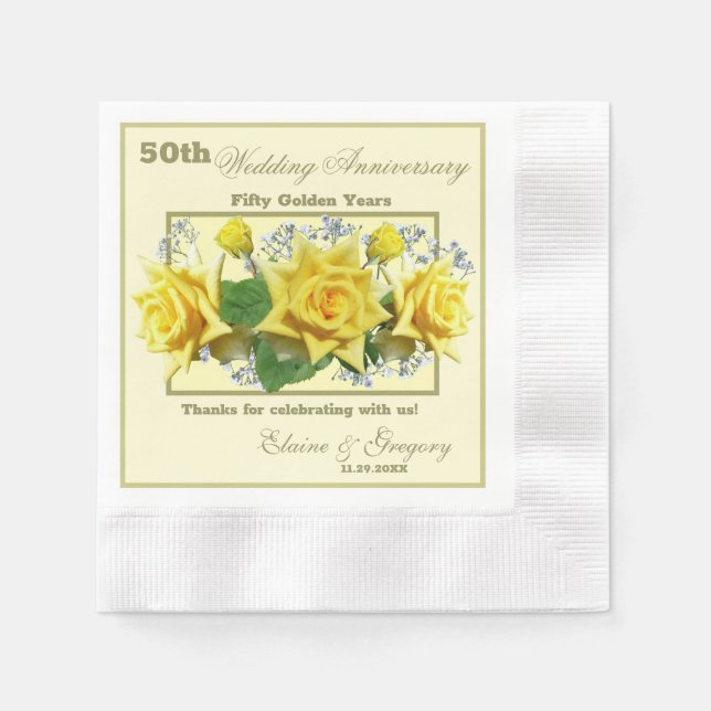 Serviette En Papier 50e anniversaire du Mariage d'or (Devant)
