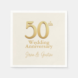 Serviette En Papier 50e anniversaire du Mariage d'or Champagne blanc