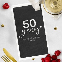 Serviette En Papier 50e anniversaire du Mariage noir et blanc