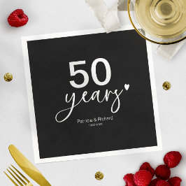 Serviette En Papier 50e anniversaire du Mariage noir et blanc