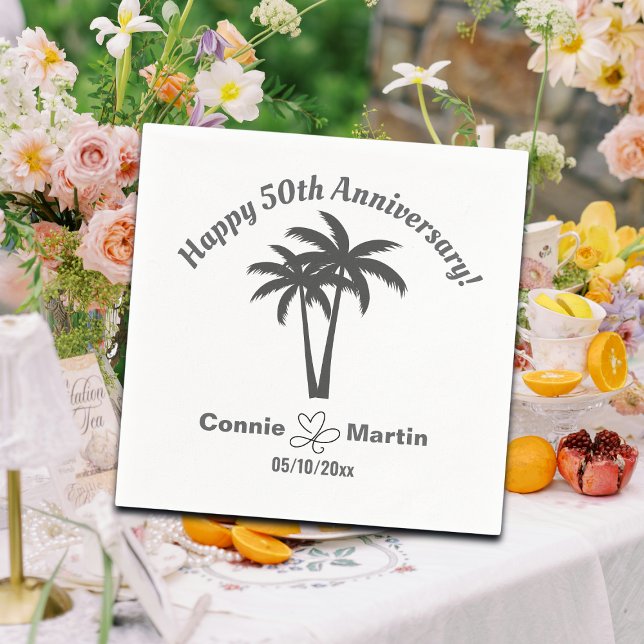 Serviette En Papier 50e anniversaire du Mariage Palm Trees (Créateur téléchargé)