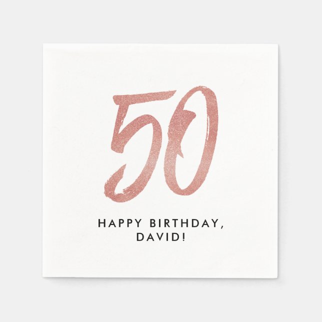 Serviette En Papier 50e anniversaire fausse parties scintillant d'or r (Devant)