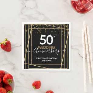 Serviette En Papier 50e Anniversaire Frontière Or