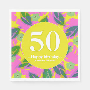 Serviette En Papier 50e anniversaire jaune tropical coloré 