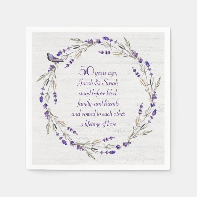 Serviette En Papier 50e anniversaire Lavender Wreath (Devant)