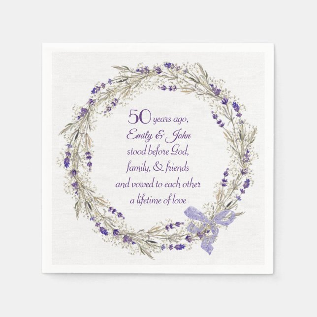 Serviette En Papier 50e anniversaire Lavender Wreath (Devant)