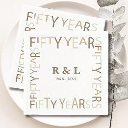 Serviette En Papier 50e Anniversaire Mariage d'or Papier cadeau