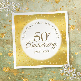 Serviette En Papier 50e anniversaire Mariage Gold Coeurs d'huile Confe