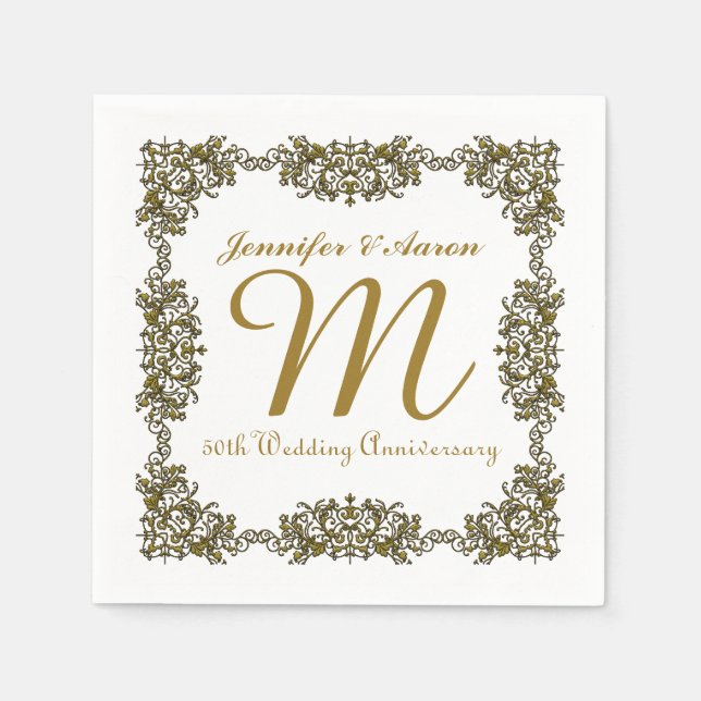 Serviette En Papier 50e anniversaire Mariage papier serviettes (Devant)