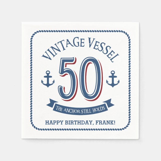Serviette En Papier 50e anniversaire nautique (Devant)