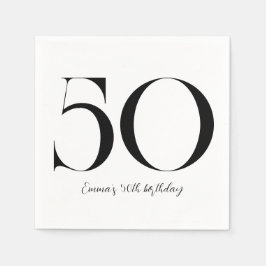 Serviette En Papier 50e anniversaire Noir et blanc
