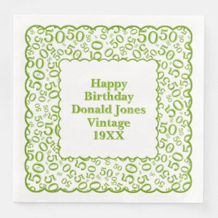 Serviette En Papier 50e anniversaire Numéro Motif pétoncles vert/blanc
