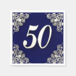 Serviette En Papier 50e anniversaire ou anniversaire Regal Silver Blue