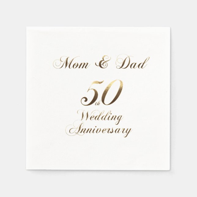 Serviette En Papier 50e anniversaire Parents Mariage d'or (Devant)